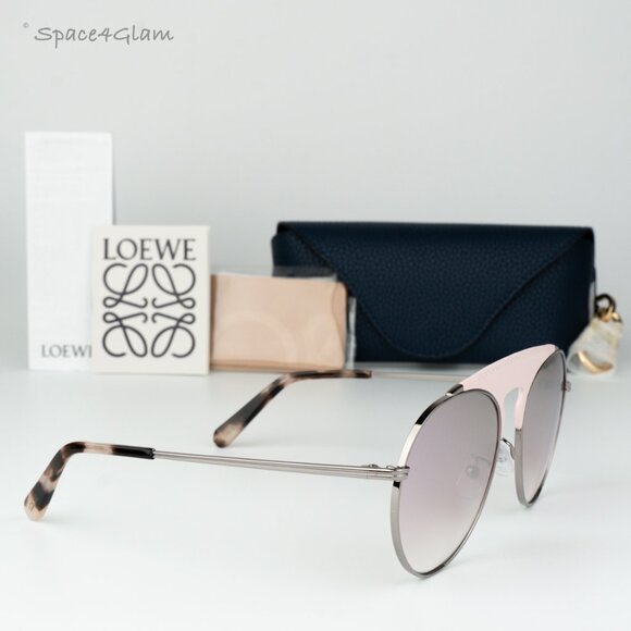 Loewe Women Sunglasses LW40005U 14U Pink Leather Bordeaux Mirror Pilot BRAND NEW - Picture 4 of 11